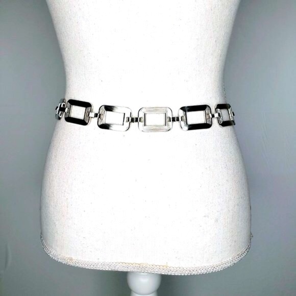 New Silver Rectangle Chain Link Dressy Accessory Belt - Picture 6 of 8